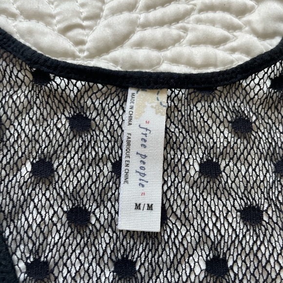 Free People Mesh Lace Polka Dot Black Tank Top Medium NEW - Picture 4 of 5